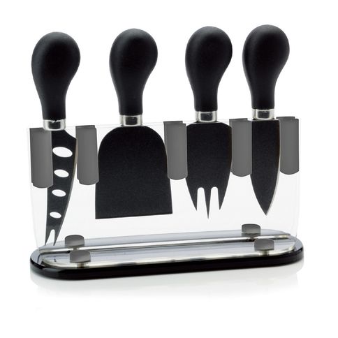 Conjunto de 4 Facas para Queijo Kenya Preto