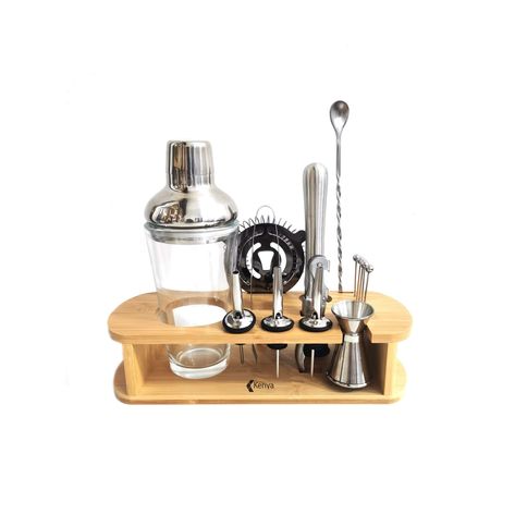 Kit Bar com Suporte em Bambu 15 Peças Kenya