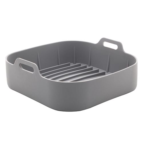 Cesta Air Fryer Quadrada de Silicone 5,5x16x16cm Lyor Cinza