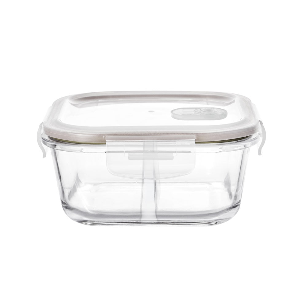 Pote Quadrado de Vidro Hermético com Divisória 520ml