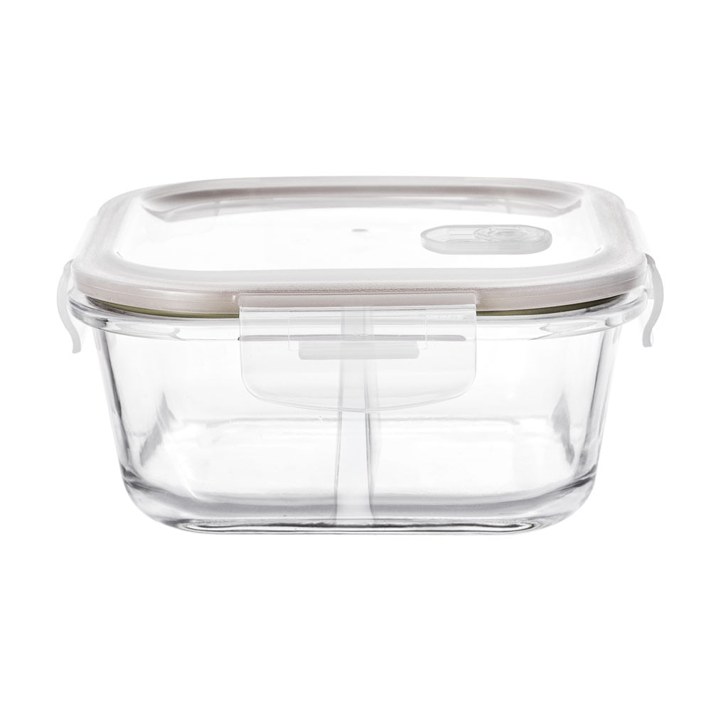 Pote Quadrado de Vidro Hermético com Divisória 715ml